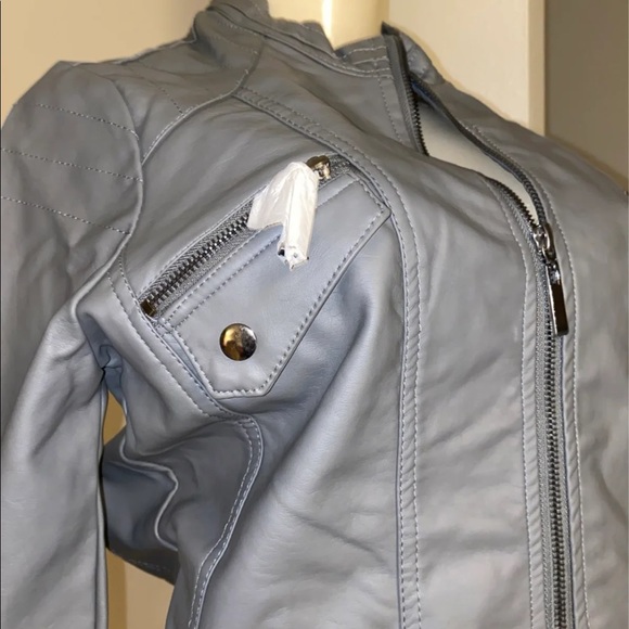 NWT Apt. 9 Faux Leather Moto Gray Jacket - Picture 5 of 11